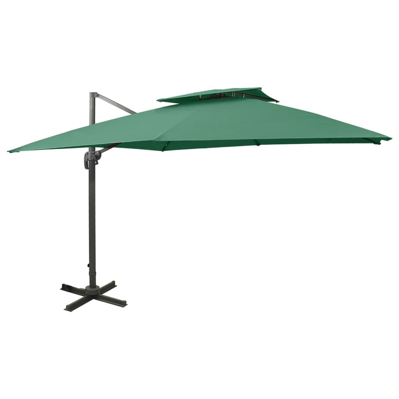 Afbeelding laden in galerijviewer, Vidaxl zweefparasol met dubbel dak 300x300 cm groen
