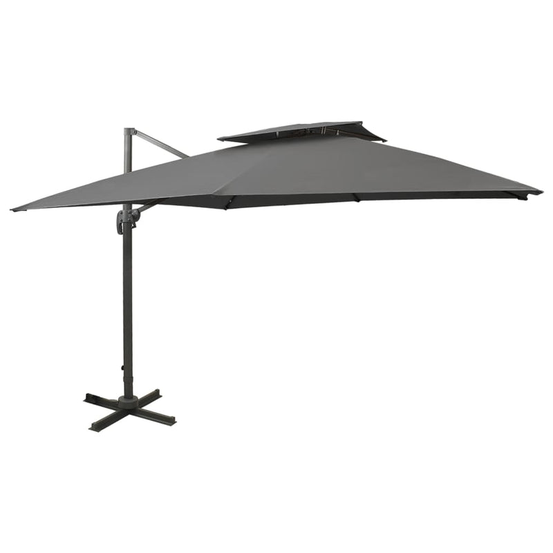 Afbeelding laden in galerijviewer, Vidaxl zweefparasol met dubbel dak 300x300 cm antracietkleurig
