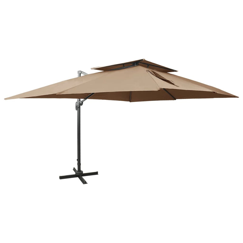 Afbeelding laden in galerijviewer, Vidaxl zweefparasol met dubbel dak 400x300 cm taupe
