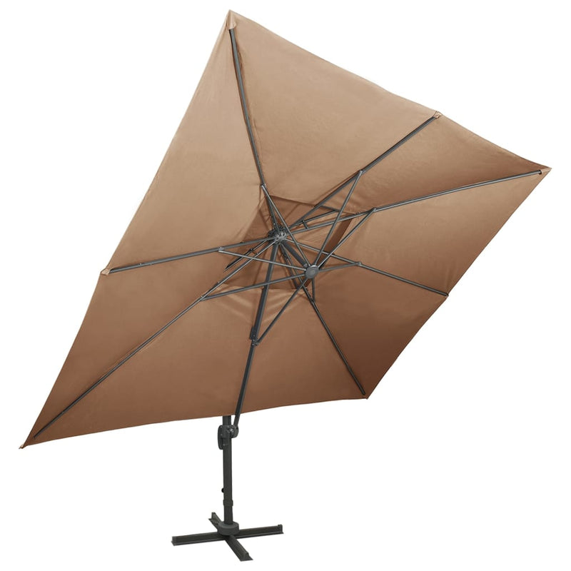 Afbeelding laden in galerijviewer, Vidaxl zweefparasol met dubbel dak 400x300 cm taupe
