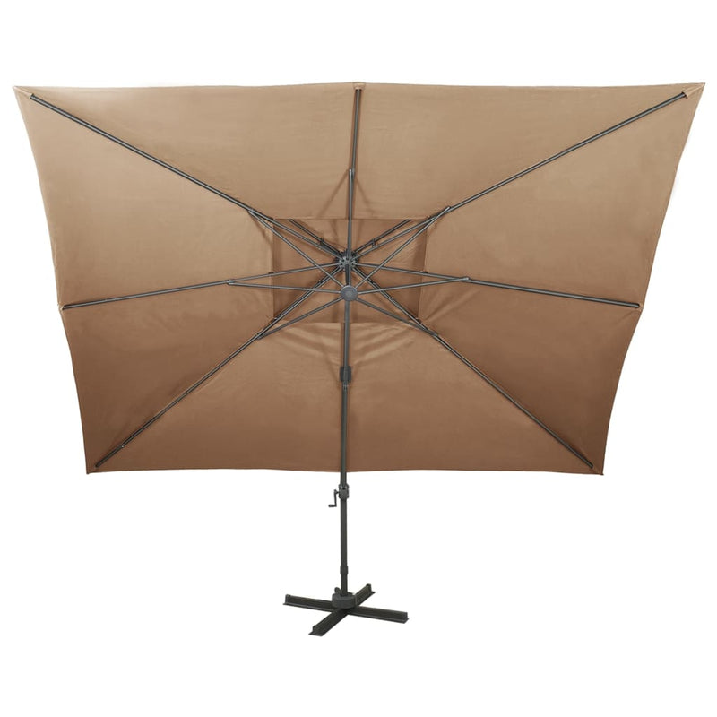 Afbeelding laden in galerijviewer, Vidaxl zweefparasol met dubbel dak 400x300 cm taupe
