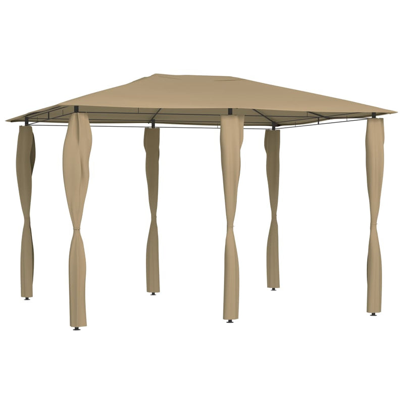 Afbeelding laden in galerijviewer, Vidaxl prieel met paalhoezen 160 g m² 3x4x2,6 m taupe
