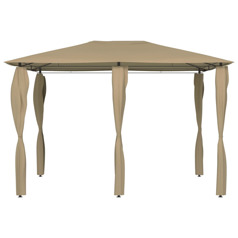 Afbeelding laden in galerijviewer, Vidaxl prieel met paalhoezen 160 g m² 3x4x2,6 m taupe
