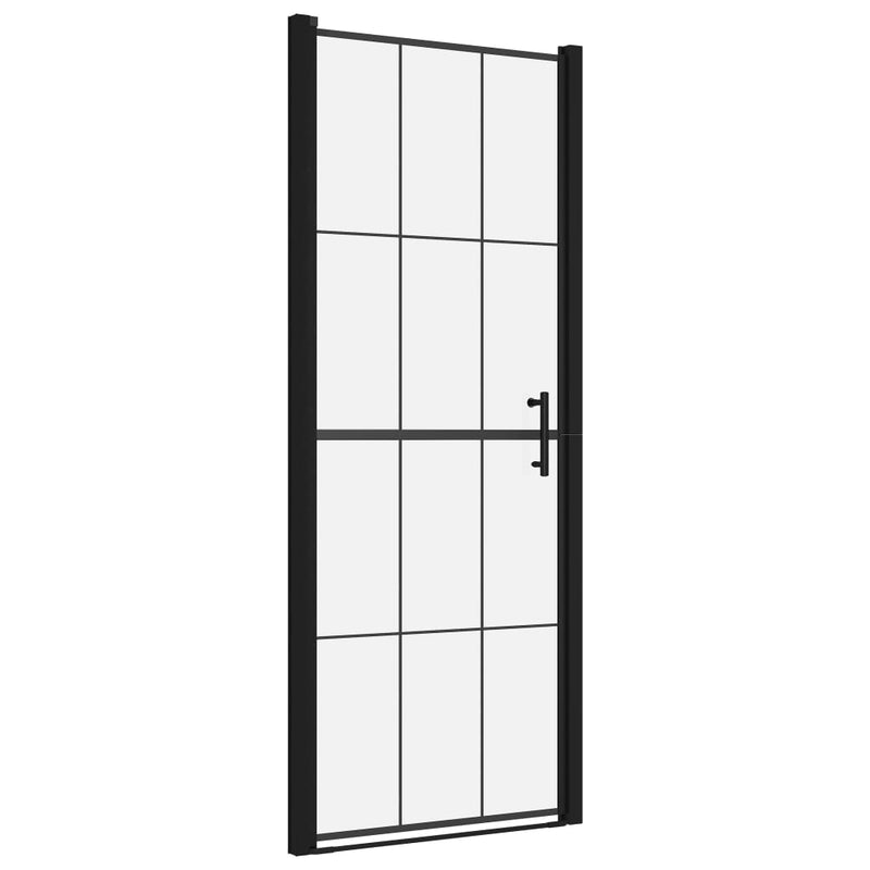 Afbeelding laden in galerijviewer, Vidaxl douchedeur 81x195 cm gehard glas zwart
