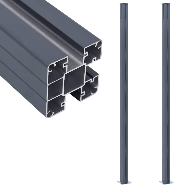 Afbeelding laden in galerijviewer, Vidaxl schuttingpalen 2 st 185 cm aluminium donkergrijs
