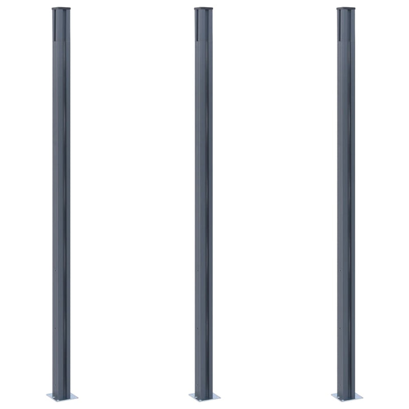Afbeelding laden in galerijviewer, Vidaxl schuttingpalen 3 st 185 cm aluminium donkergrijs
