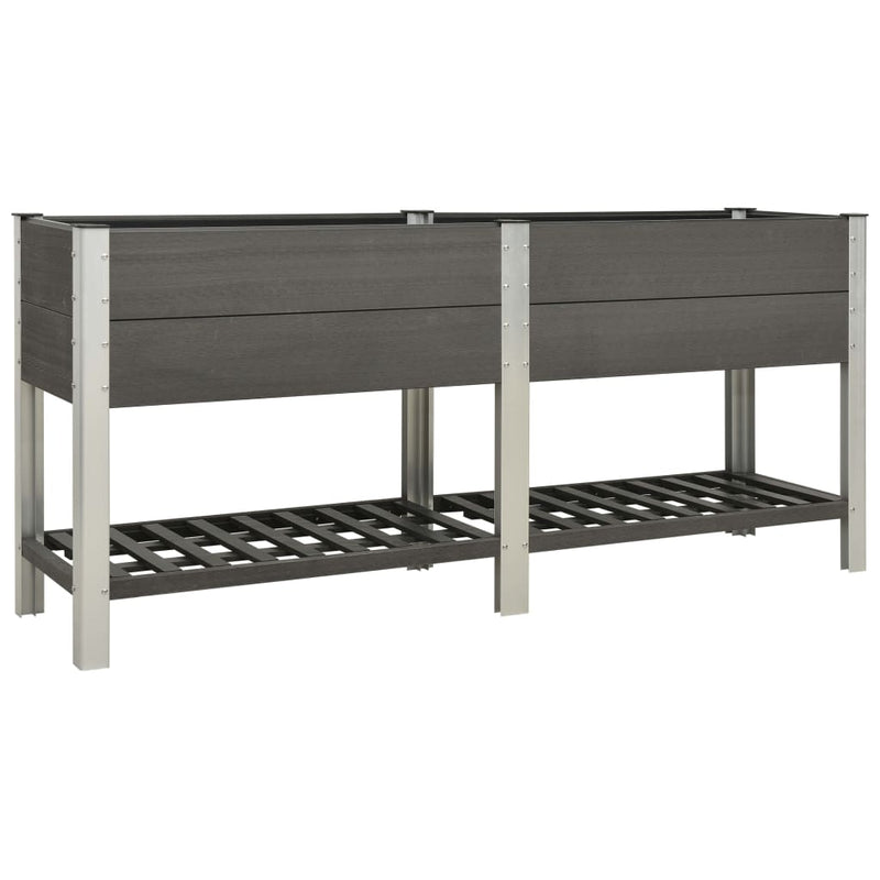 Afbeelding laden in galerijviewer, VidaXL Plantenbak verhoogd met schap 200x50x90 cm HKC grijs
