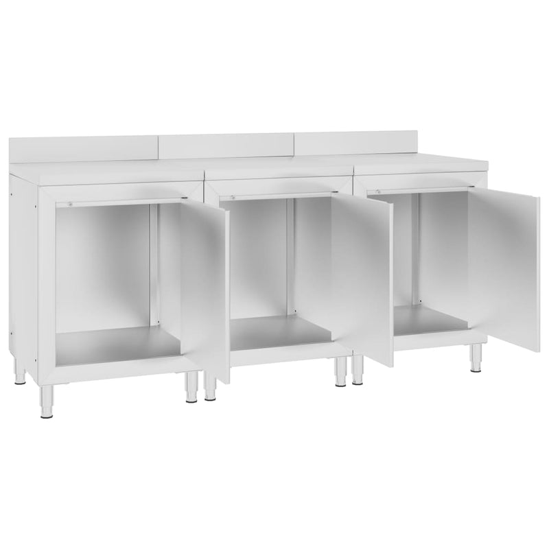 Afbeelding laden in galerijviewer, VidaXL Werktafelkast commercieel 180x60x96 cm roestvrij staal
