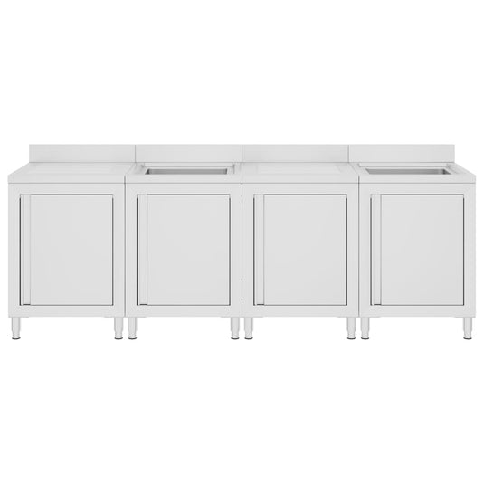 VidaXL Wastafelkast commercieel 240x60x96 cm roestvrij staal