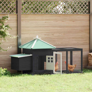 Vidaxl kippenhok met nestkast 190x72x102 massief vurenhout grijs