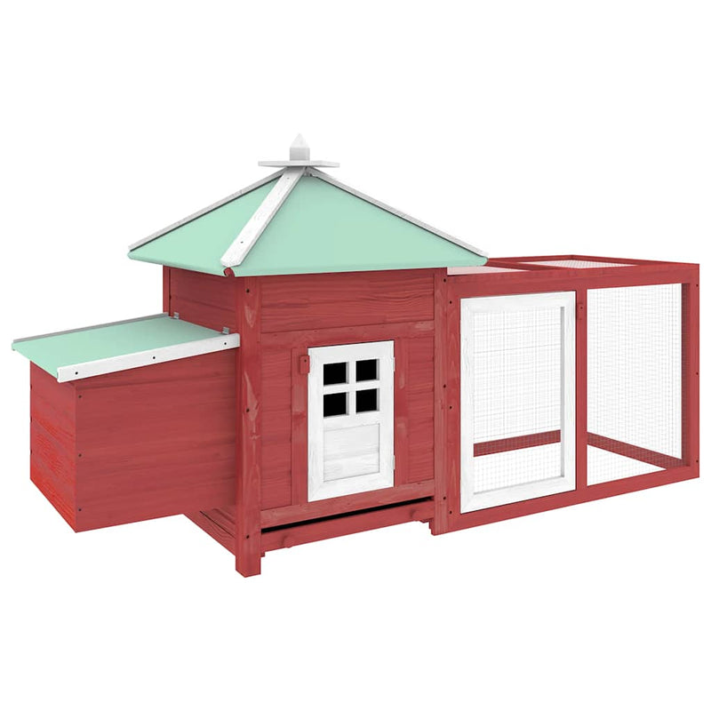 Afbeelding laden in galerijviewer, Vidaxl kippenhok met nestkast 190x72x102 massief vurenhout rood

