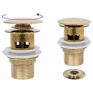 Vidaxl afvoer pop-up met overloop 6,4x6,4x9,1 cm goudkleurig
