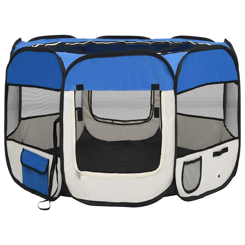 Afbeelding laden in galerijviewer, Vidaxl hondenren inklapbaar met draagtas 90x90x58 cm blauw
