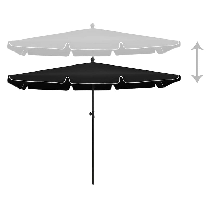 Afbeelding laden in galerijviewer, Vidaxl parasol met paal 210x140 cm zwart
