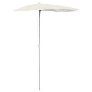Vidaxl parasol half met paal 180x90 cm zandkleurig