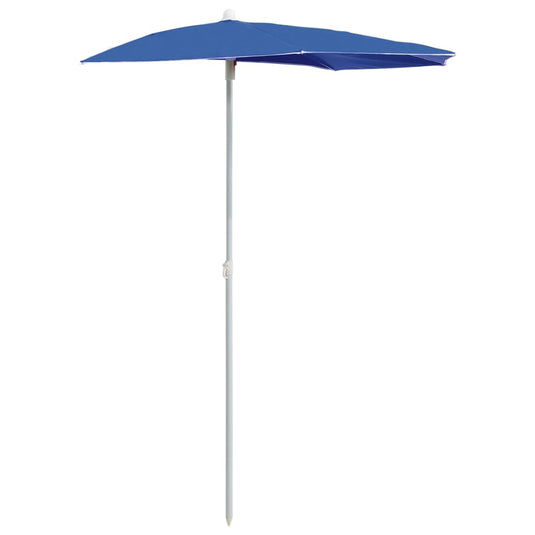 VidaXL Parasol half met paal 180x90 cm azuurblauw