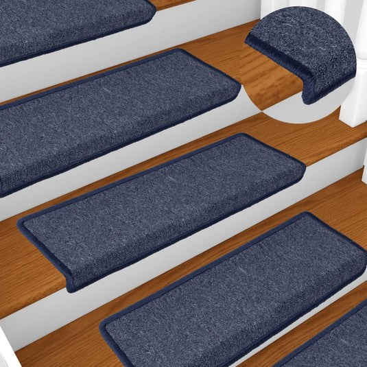 Vidaxl trapmatten 15 st 65x21x4 cm donkergrijs en blauw met rechthoekige rand