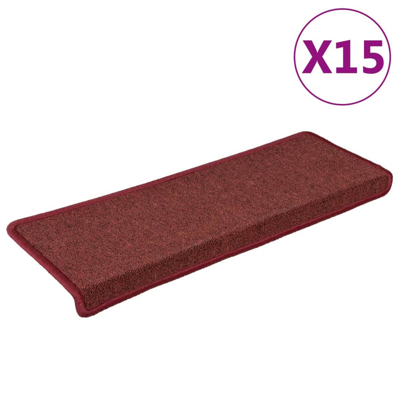 Afbeelding laden in galerijviewer, Vidaxl trapmatten 15 st 65x21x4 cm bordeaux rechthoekige rand
