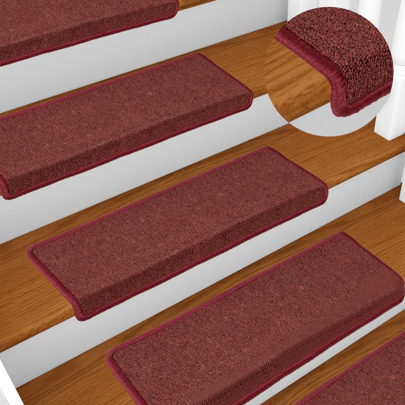 Afbeelding laden in galerijviewer, Vidaxl trapmatten 15 st 65x21x4 cm bordeaux rechthoekige rand
