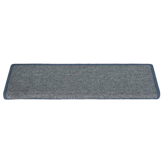 Vidaxl trapmatten 15 st 65x21x4 cm lichtgrijs en blauw met rechthoekige rand