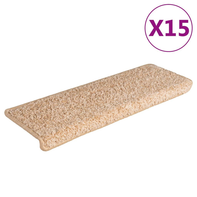 Afbeelding laden in galerijviewer, Vidaxl trapmatten 15 st 65x21x4 cm goud rechthoekige rand
