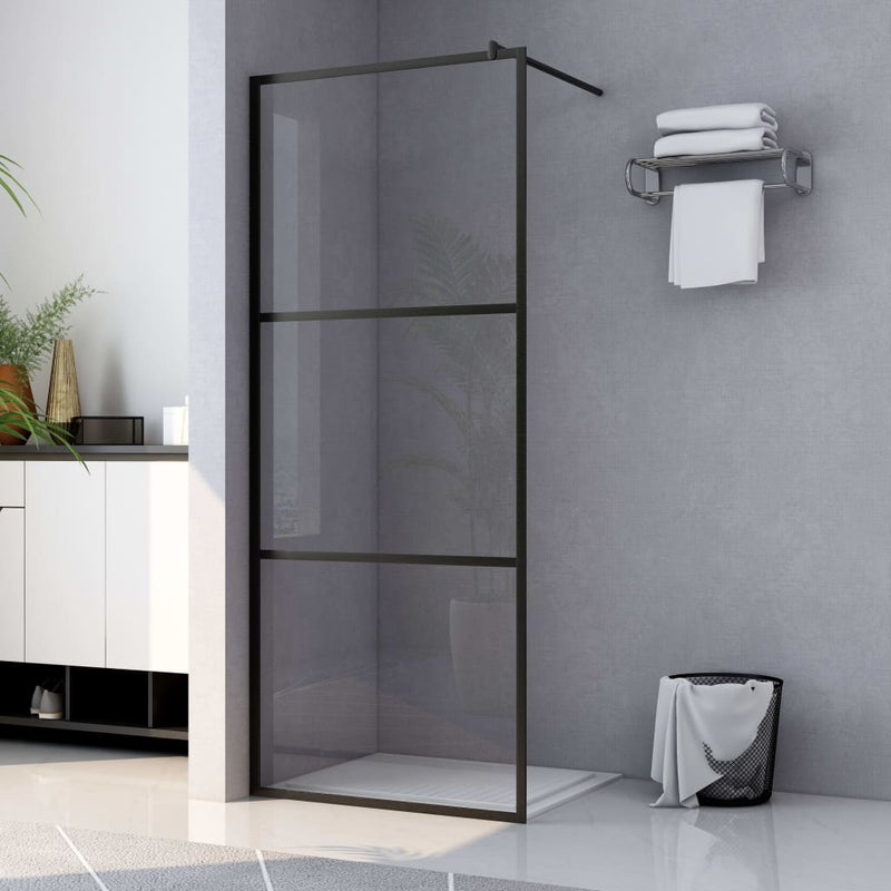 Afbeelding laden in galerijviewer, VidaXL Inloopdouchewand transparant 115x195 cm ESG-glas zwart
