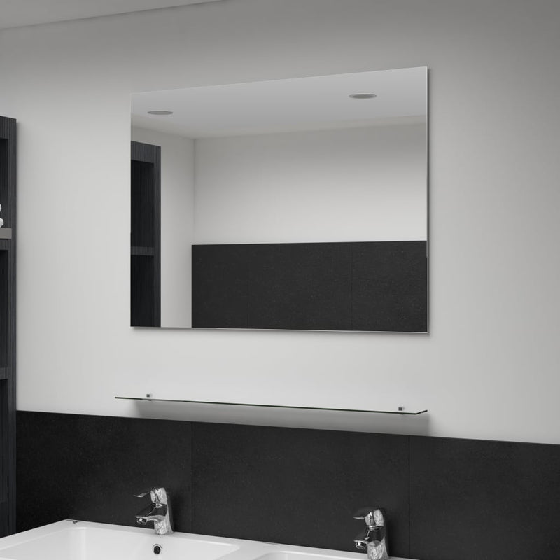 Afbeelding laden in galerijviewer, VidaXL Wandspiegel met schap 80x60 cm gehard glas
