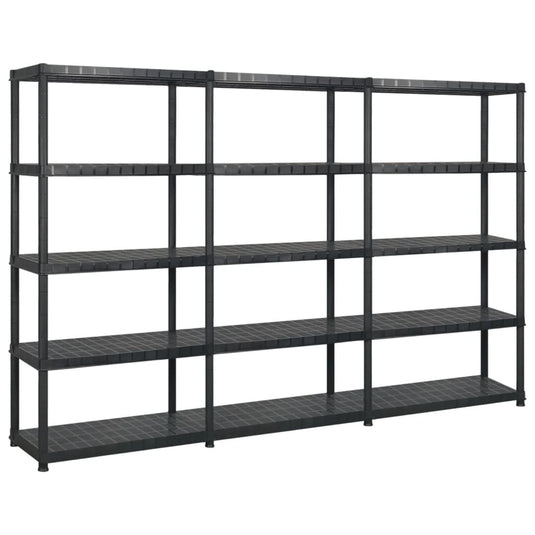 Vidaxl opbergrek 5-laags 255x40x185 cm kunststof zwart