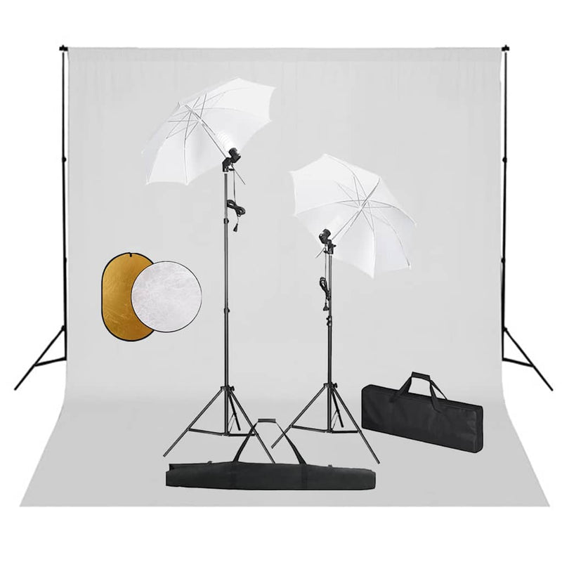Afbeelding laden in galerijviewer, Vidaxl fotostudioset met lampen, paraplu's, achtergrond en reflector
