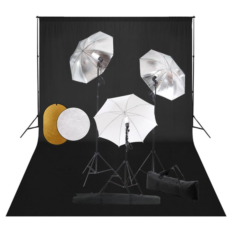 Afbeelding laden in galerijviewer, Vidaxl fotostudioset met lampen, paraplu's, achtergrond en reflector
