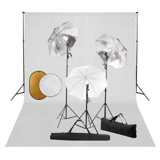 Vidaxl fotostudioset met lampen, paraplu's, achtergrond en reflector