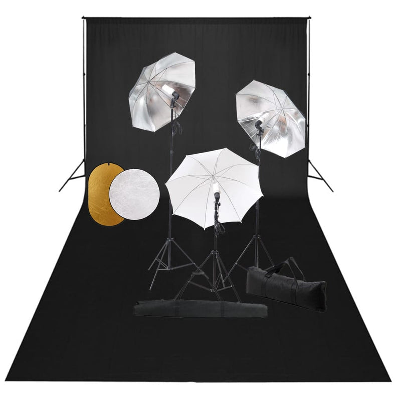Afbeelding laden in galerijviewer, Vidaxl fotostudioset met lampen, paraplu's, achtergrond en reflector
