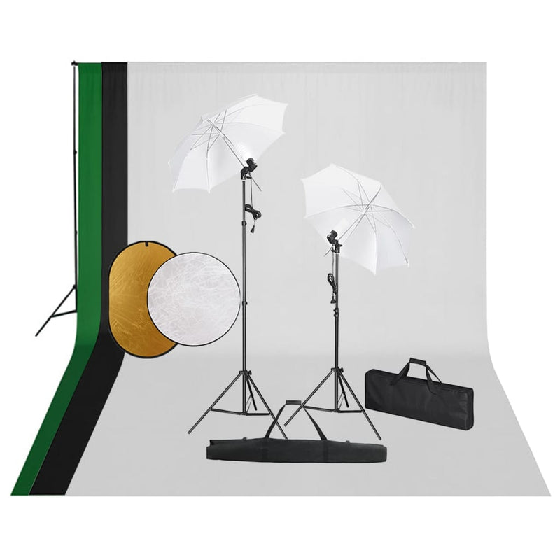 Afbeelding laden in galerijviewer, Vidaxl fotostudioset met lampen, achtergrond en reflector
