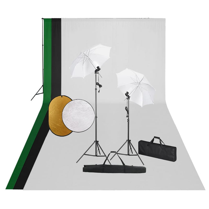 Afbeelding laden in galerijviewer, VidaXL Fotostudioset met lampen, achtergrond en reflector
