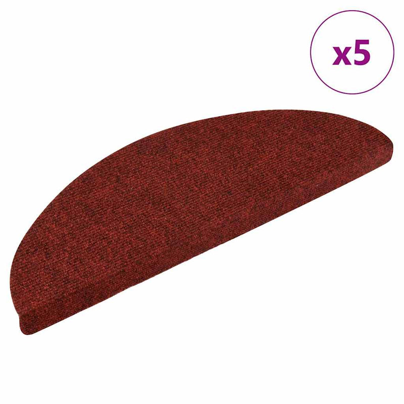 Afbeelding laden in galerijviewer, Vidaxl trapmatten zelfklevend 5 stuks 56x17x3 cm bordeaux rood halfrond
