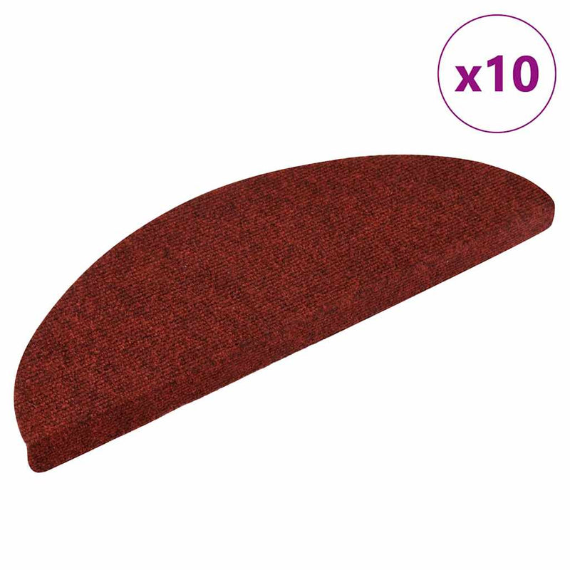 Afbeelding laden in galerijviewer, Vidaxl trapmatten zelfklevend 10 st 56x17x3 cm bordeaux rood halfrond

