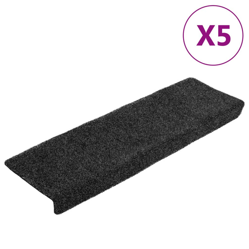 Afbeelding laden in galerijviewer, Vidaxl trapmatten zelfklevend 5 stuks 65x21x4 cm grijs rechthoekige rand
