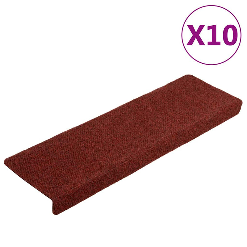 Afbeelding laden in galerijviewer, Vidaxl trapmatten zelfklevend 10 st 65x21x4 cm bordeaux rood

