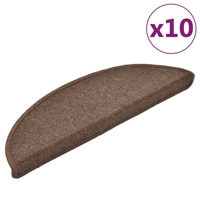 Afbeelding laden in galerijviewer, Vidaxl trapmatten 10 st 56x17x3 cm koffiebruin halfrond
