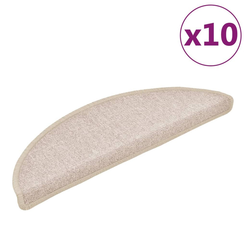 Afbeelding laden in galerijviewer, Vidaxl trapmatten 10 st 56x17x3 cm taupe halfrond
