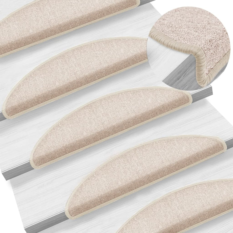 Afbeelding laden in galerijviewer, Vidaxl trapmatten 10 st 56x17x3 cm taupe halfrond
