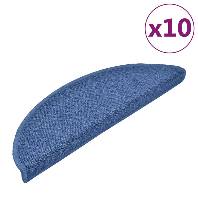 Afbeelding laden in galerijviewer, Vidaxl trapmatten 10 st 56x17x3 cm blauw halfrond
