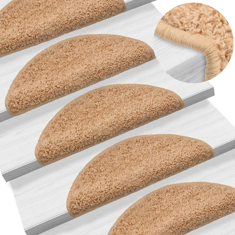 Afbeelding laden in galerijviewer, Vidaxl trapmatten 10 st 56x17x3 cm beige halfrond
