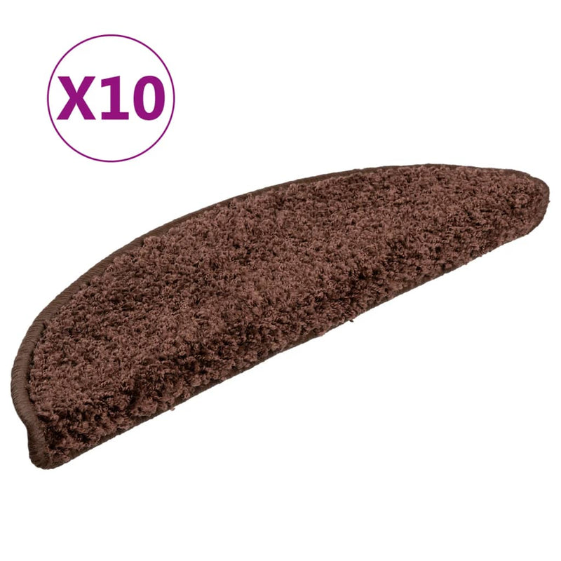 Afbeelding laden in galerijviewer, Vidaxl trapmatten 10 st 56x17x3 cm bruin halfrond
