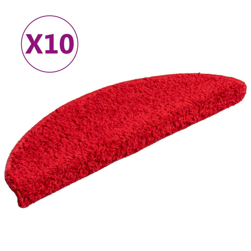 Afbeelding laden in galerijviewer, Vidaxl trapmatten 10 st 56x17x3 cm rood halfrond
