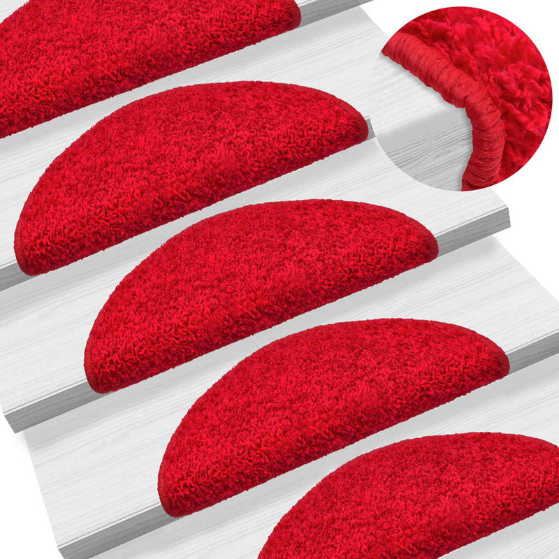 Afbeelding laden in galerijviewer, Vidaxl trapmatten 10 st 56x17x3 cm rood halfrond
