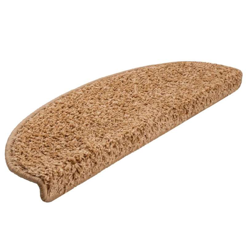 Afbeelding laden in galerijviewer, Vidaxl trapmatten 10 st 65x21x4 cm beige halfrond groot
