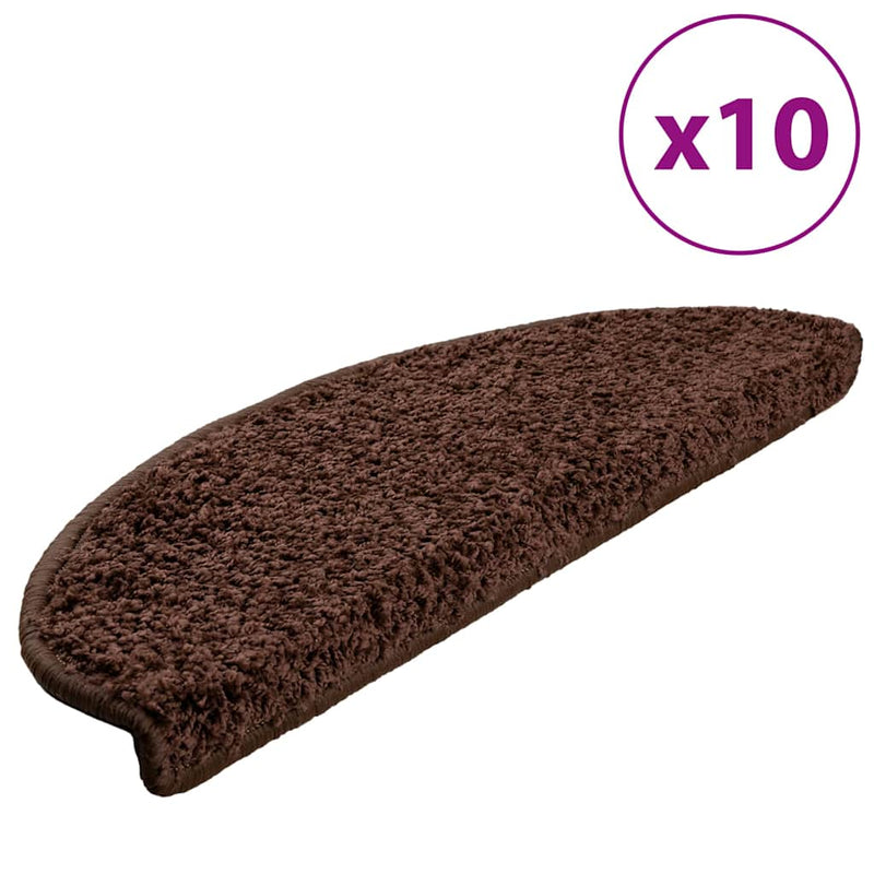Afbeelding laden in galerijviewer, Vidaxl trapmatten 10 st 65x21x4 cm bruin halfrond groot
