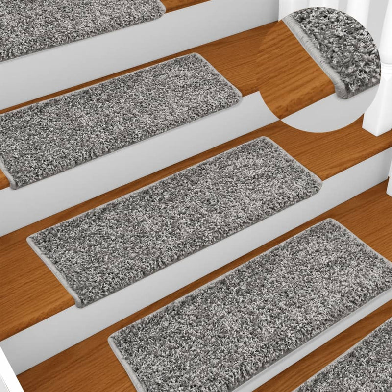 Afbeelding laden in galerijviewer, Vidaxl trapmatten 10 st 65x21x4 cm grijs rechthoekige rand
