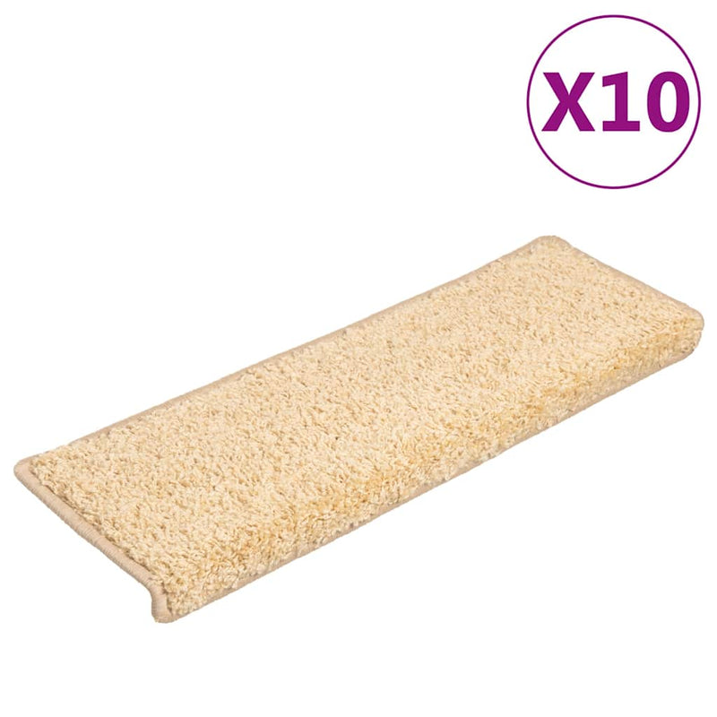 Afbeelding laden in galerijviewer, Vidaxl trapmatten 10 st 65x21x4 cm crème met rechthoekige rand
